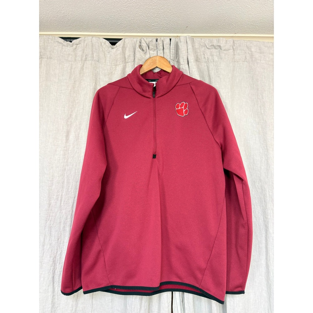 Nike Dri-FIT Mens Large 1/4 Zip Pullover Cardinal Red Paw Logo Training Top